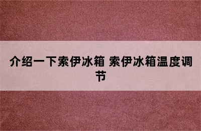 介绍一下索伊冰箱 索伊冰箱温度调节